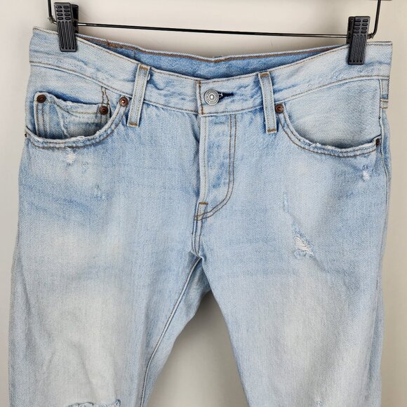 Levi's 501 CT Customized & Tapered Boyfriend Jeans Distressed Light Wash sz 26 - Picture 3 of 14